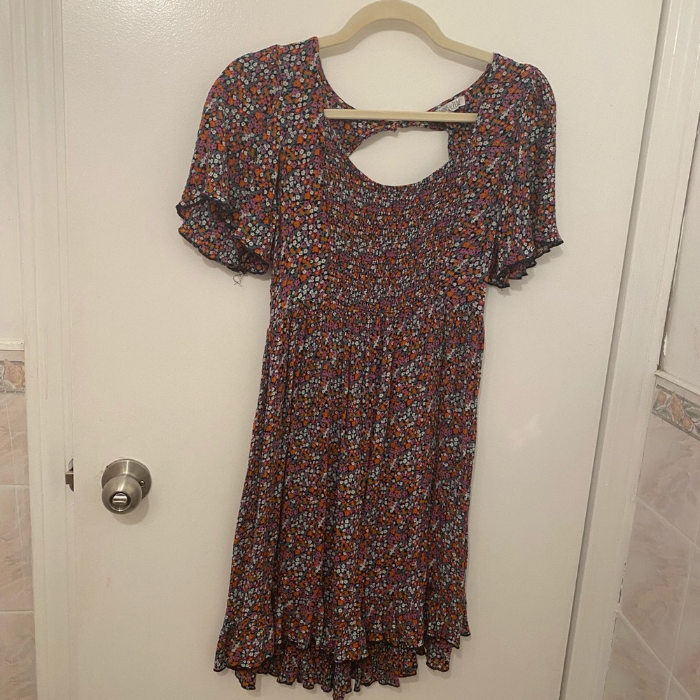 Multicolored Dress with Mini Open Back